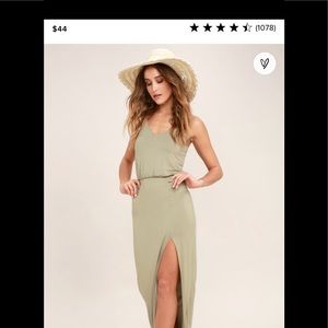 NWT Lulus Washed Olive Green Maxi Dress